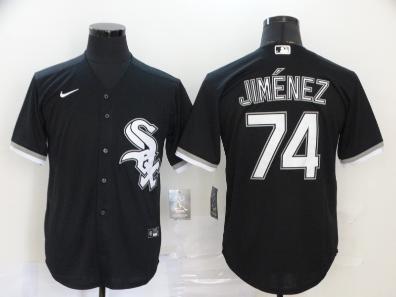 Men's Chicago White Sox #74 Eloy Jiménez Black Cool Base Stitched MLB Jersey